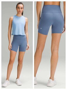 Lululemon Wunder Train High-Rise Short with Pockets 6" Sz 10 Oasis Blue